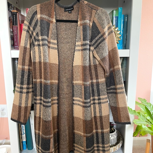 Plaid Open Front Cardigan Sweater like new - Picture 3 of 6
